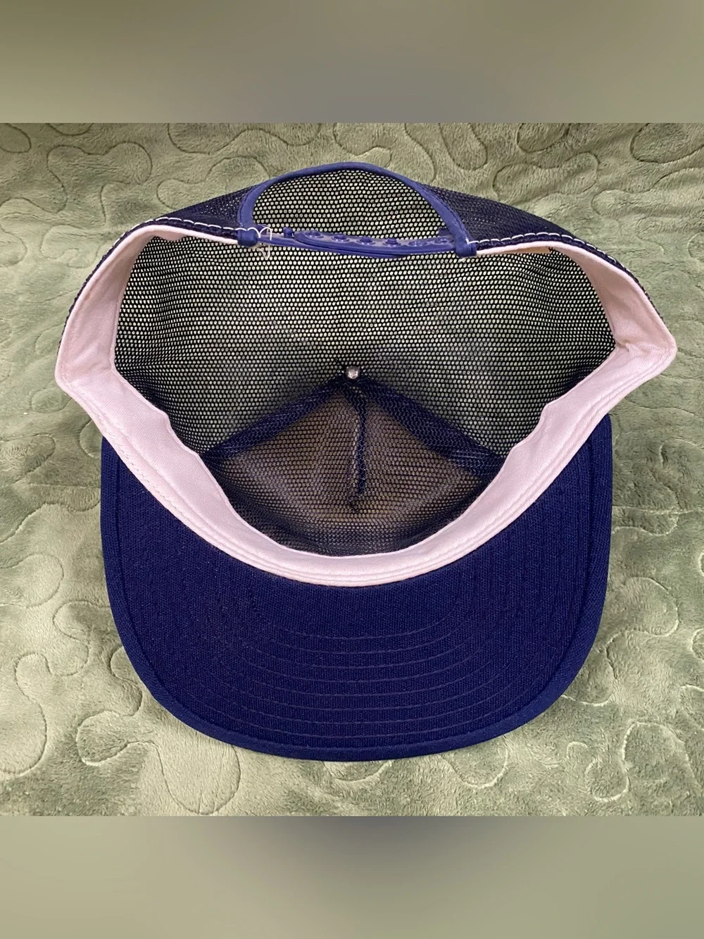 VTG 80s SnapBack Trucker Hat, Jaswell Drill, Navy Blue Mesh, White Scrambled Egg